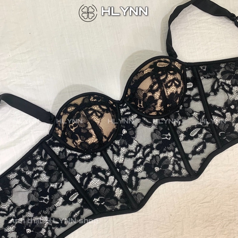 Áo corset ren viền lụa sóng m149