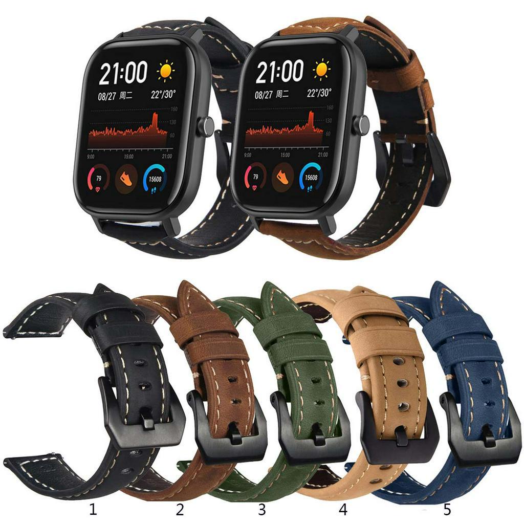 Dây đeo bằng da cho đồng hồ thông minh Huami Amazfit GTS4 GTS3 GTS2 GTS 2 mini / Bip 3 Pro Lite S U Pop