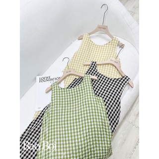Váy maxi kẻ rút dây hở lưng