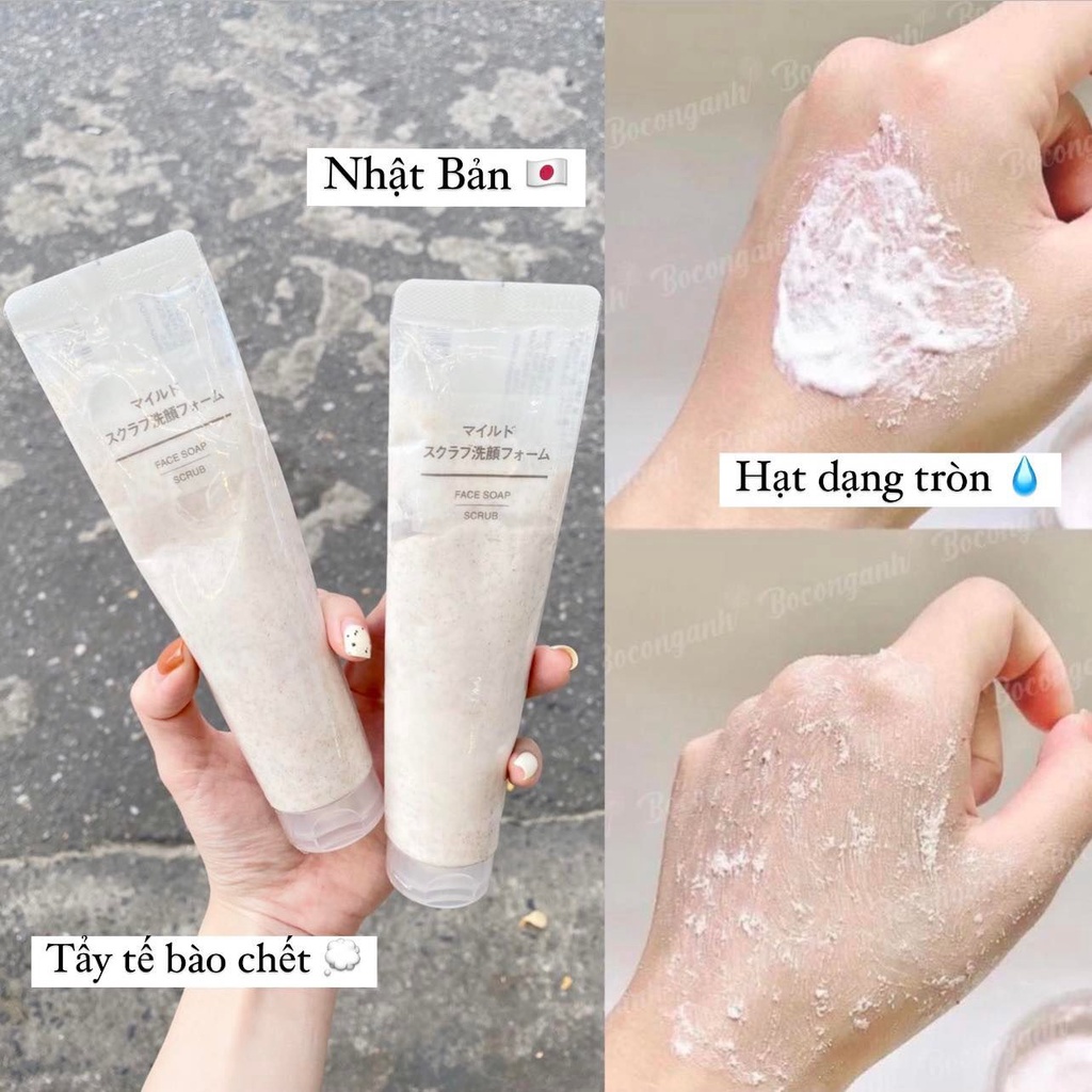 Sữa Rửa Mặt Kèm Tẩy Da Chết MUJI FACE SOAP SCRUB Nội Địa Nhật Bản 120g - SAKUKO