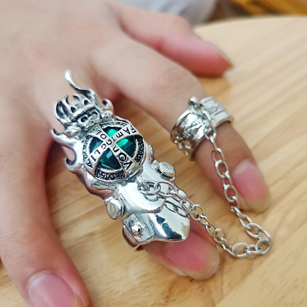 Nhẫn Dây Xích Đôi Họa Tiết Hoạt Hình Phong Cách Hip hop|Nhẫn Nam Hóa Trang Nhân Vật Hoạt Hình