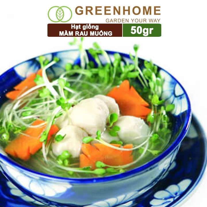 Hạt giống Mầm rau muống Greenhome, gói 50g, dễ trồng, thu hoạch nhanh R14