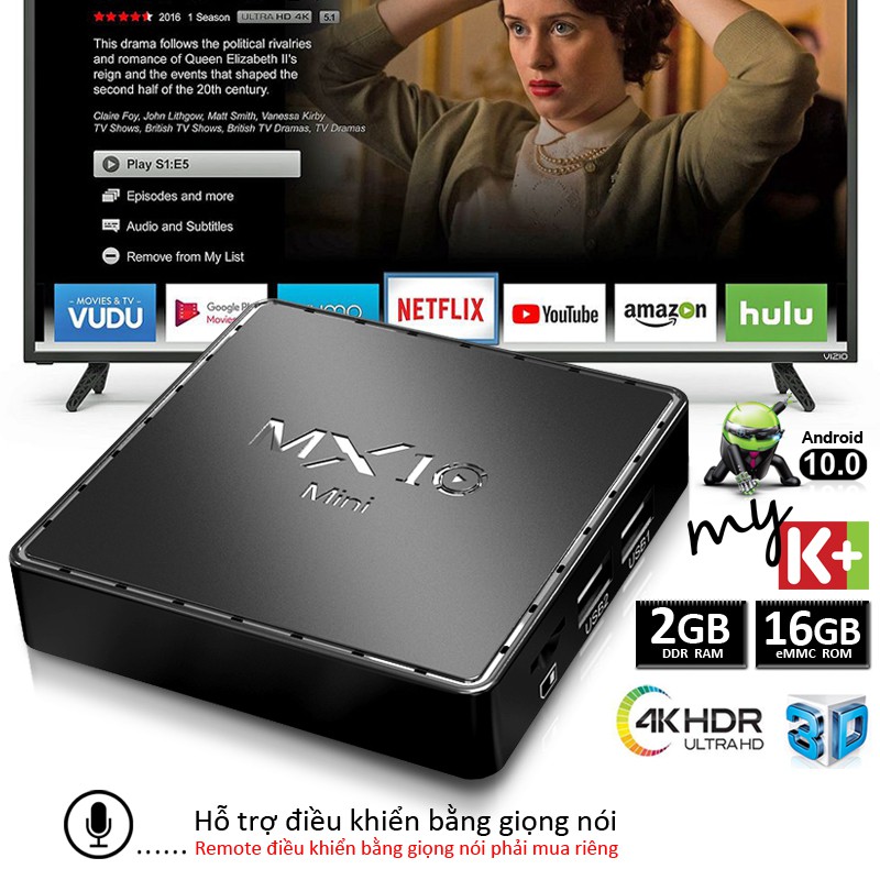 Tv box giá rẻ Ram 2G bộ nhớ trong 16G chíp xử lí siêu nhanh xem phim mượt mà bảo hành 12 tháng MX10MINI tivi box