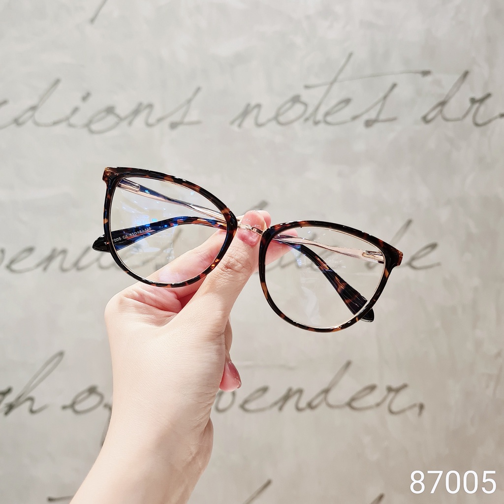 Gọng kính nữ LILYEYEWEAR mắt mèo tròn kim loại phụ kiện thời trang 87005