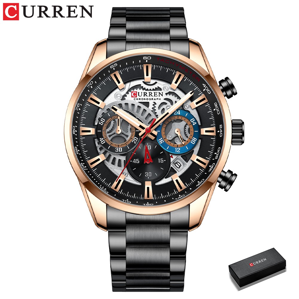 Đồng Hồ Đeo Tay Curren 8391b Kiểu Máy Thạch Anh Dây Làm Từ Thép Không Gỉ Màu Dạ Quang Chống Thấm Nước Cho Nam