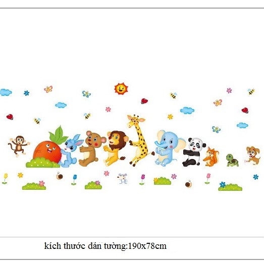 Tranh decal dán tường ĐỘNG VẬT NHỔ CAROT cho bé - Decal dán tường️