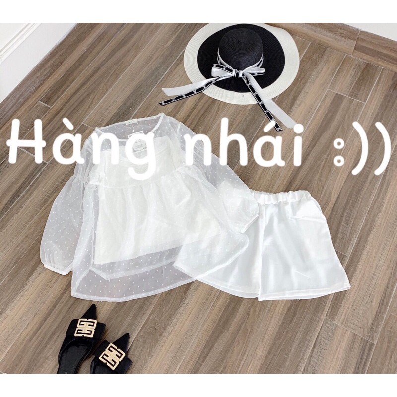[Sẵn]Sét 2 Món áo chấm bi siu cute+2 dâyfreeshipkèm video ảnht thật