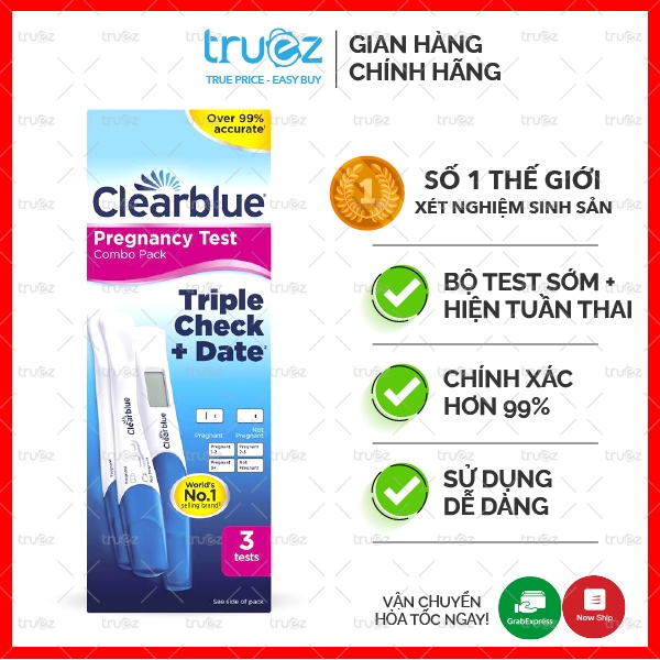 Que thử thai [Úc] Clearblue Pregnancy Triple Check Date [Chính hãng]