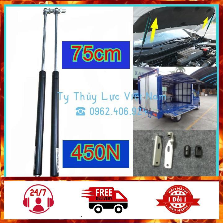 [450N-75cm] Bộ 2 Ty Ben Thủy Lực, Ty Cốp 450N Chịu Tải 45kg Dài 75cm