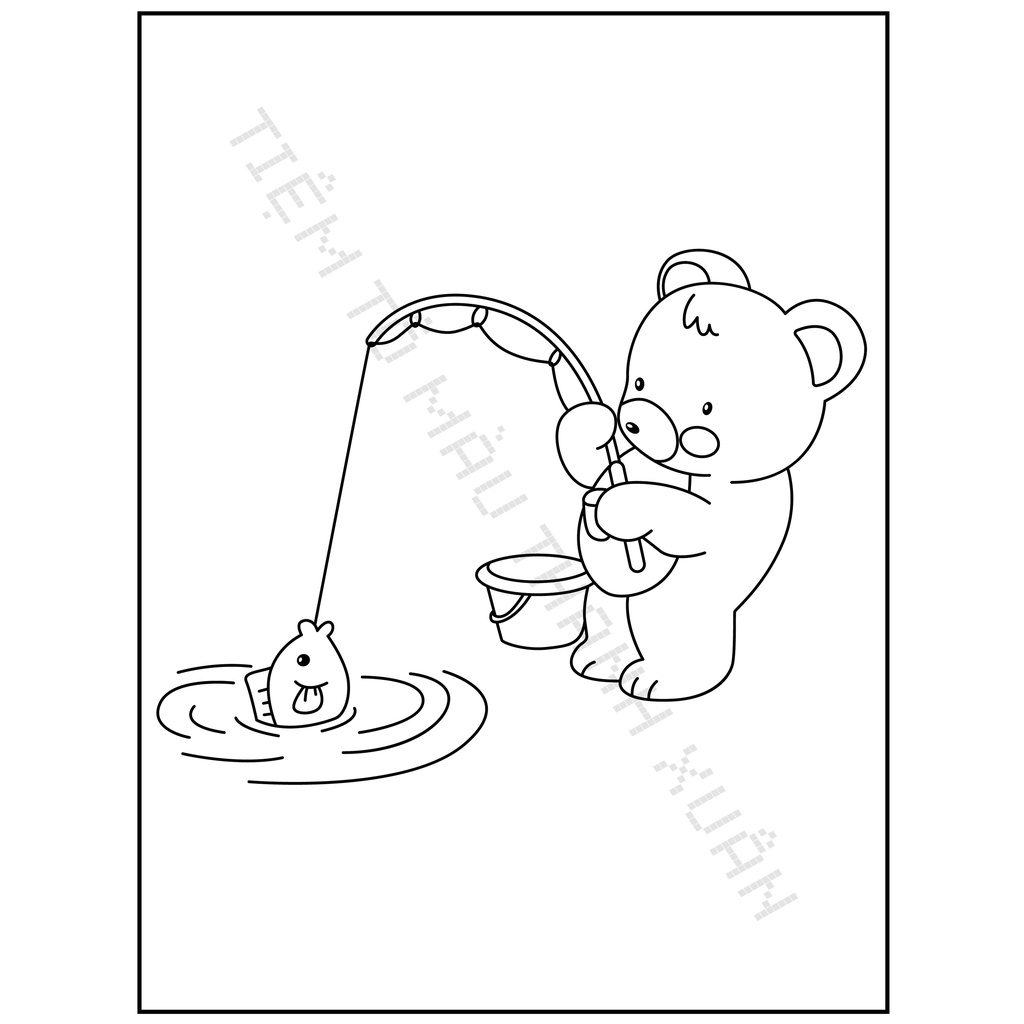 Set 10 Tờ Tranh Tô Màu Hình Gấu Cute Cho Bé Tô Màu Sáp, Màu Chì - Tiệm Tô Màu Thanh Xuân