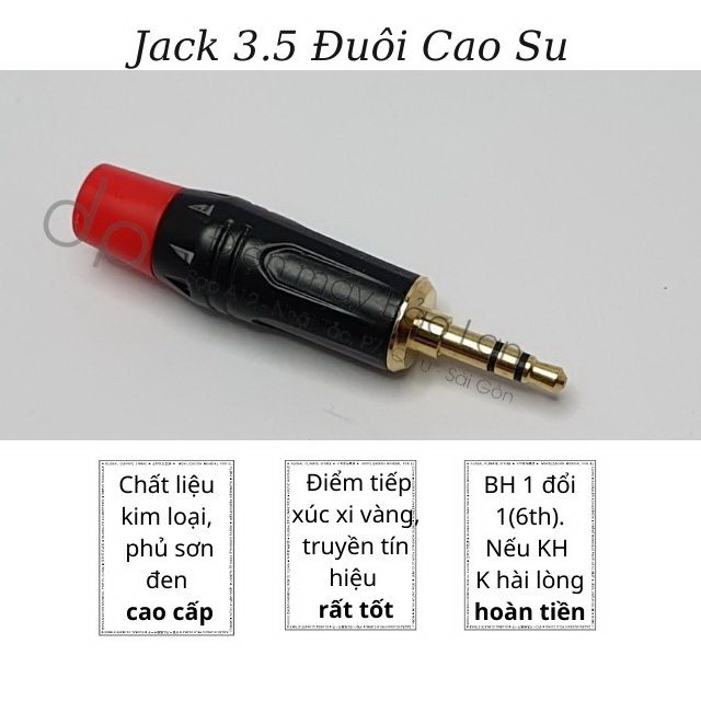 ( Xi Vàng Cao Cấp ) Jack 3.5mm, Jack 3 Ly Đuôi Cao Su Màu Đỏ Đen