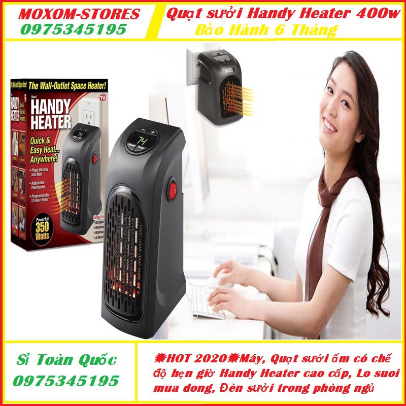 💥HOT 2020💥Máy, Quạt sưởi ấm có chế độ hẹn giờ Handy Heater cao cấp, Lo suoi mua dong, Đèn sưởi trong phòng ngủ