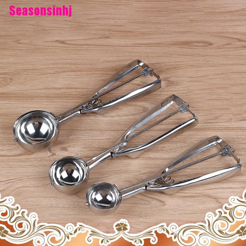 【Seasonsinhj】Stainless Steel Mechanical Ice Cream Scoop | Melon Baller, Cookie