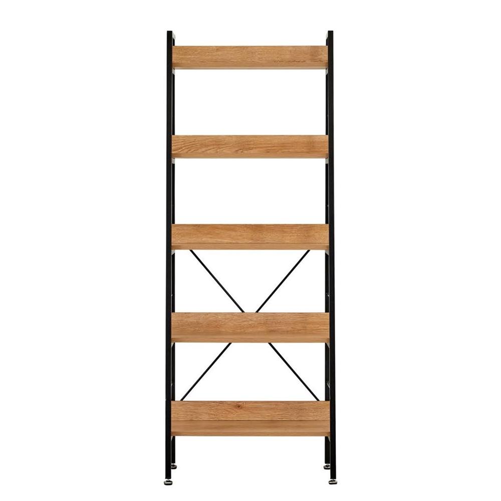 HomeBase FURDINI Kệ 5 tầng bằng thép có ngăn bằng gỗ ép thiết kế mở hiện đại Thái Lan W60xH160,5xD35cm màu nâu/đen