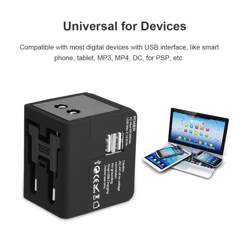 Ổ cắm điện đa năng tất cả trong một 2 cổng USB nhỏ gọn sử dụng dành cho đi du lịch