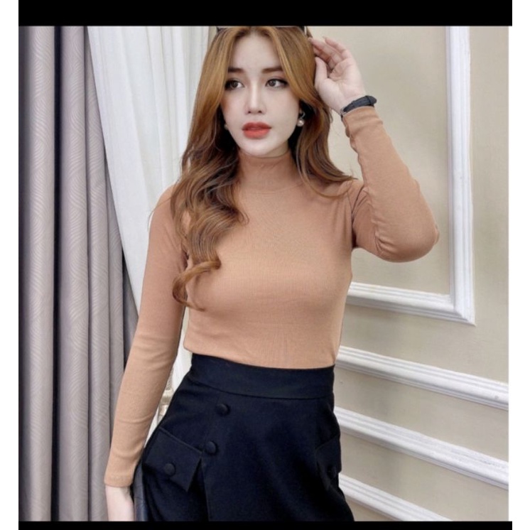 Áo Cổ Lọ Thun Gân