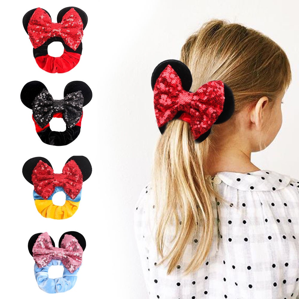 DISNEY Ns2 Dây Cột Tóc Đính Kim Sa Hình Mickey Minnie Dành Cho Bé Gái Chủ Đề Tiệc Tùng Công Viên Dự Tiệc Tùng