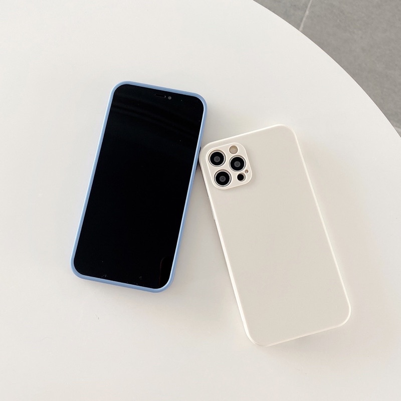 (SIÊU RẺ) Ốp lưng iphone trơn dày dặn cam nổi 2 màu đen và trà sữa 7plus/8/8plus/x/xr/xs/11/12/13/pro/max/plus/promax