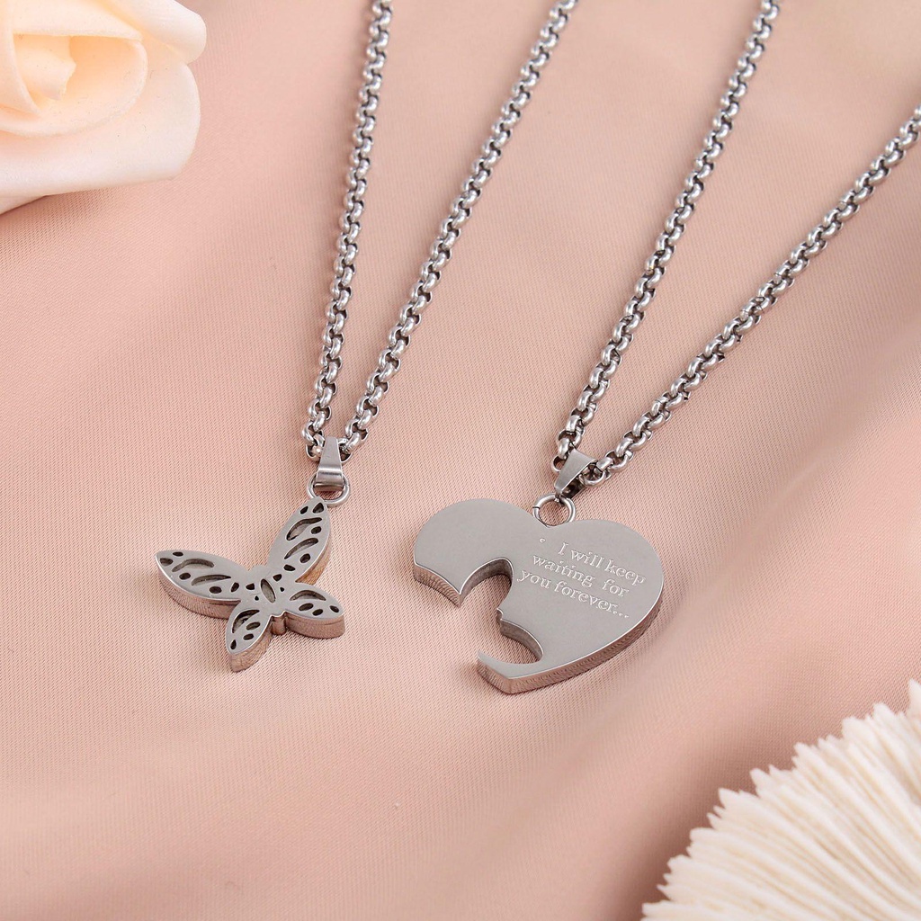 Vòng cổ Choker Bằng Thép Không Gỉ Mặt Hình Trái Tim Thời Trang Cho Cặp Đôi