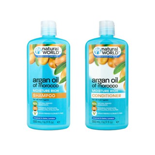 Cặp GỘI + XẢ Natural World Argan Oil of Morocco Shampoo 500ml MiAmor