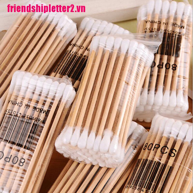 Hộp Tăm Bông 30-35 cotton Hai Đầu Thân Gỗ Làm Sạch Tai / Cơ Thể