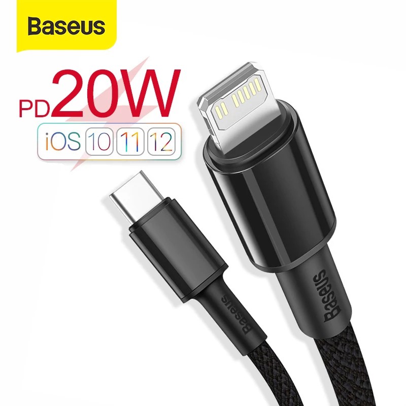 COMBO Cốc Sạc Nhanh Baseus 20W Super Si Mini USB C Hỗ Trợ QC3.0 PD Cho iPhone 12 / dây sạc 20W  - Hàng chính hãng