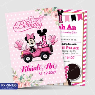 Thiệp thôi nôi –  sinh nhật Pluxi bé Gái tuổi Chuột PX_SN�133