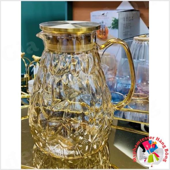 Bình Đựng Nước 1.9Lít Thủy Tinh Chịu Nhiệt, Màu Vàng Nhập Khẩu Cao Cấp