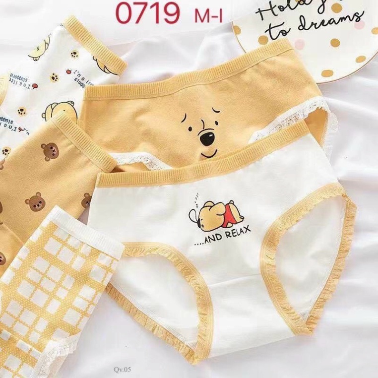 Combo 10 quần lót cotton cute hình gấu pooh