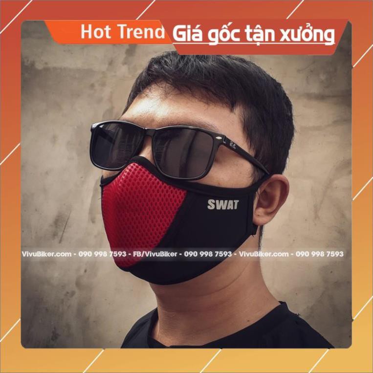 [Giống ảnh] KHẨU TRANG chống bụi cao cấp SWAT X 1 bằng vài poly co giãn - cấu tạo 2 lớp lưới chống bụi cao cấp