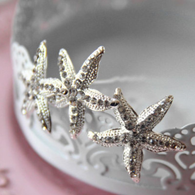 Trâm Cài Tóc Hình Sao Biển Bằng Bạc Cho Cô Dâu