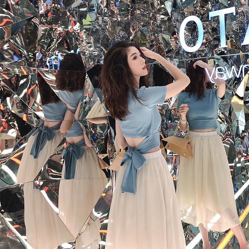 [MURIOKI] Set Áo Thun Chiffon + Chân Váy Thời Trang Mùa Hè Hàn Quốc 2022 Mới Cho Nữ set váy ôm