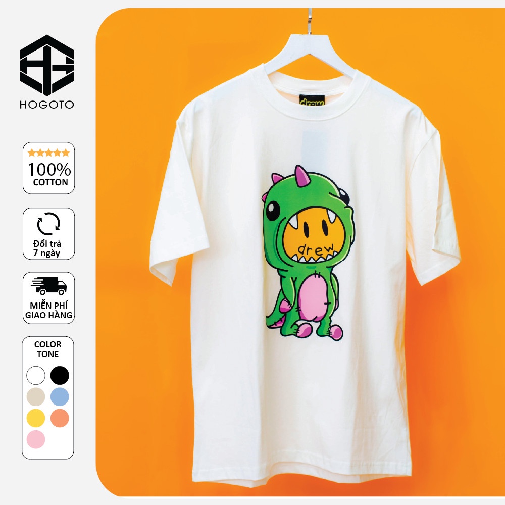 Áo thun tay lỡ DREW house khủng long Hogoto shop , Áo phông cotton unisex nam nữ form rộng oversize | BigBuy360 - bigbuy360.vn
