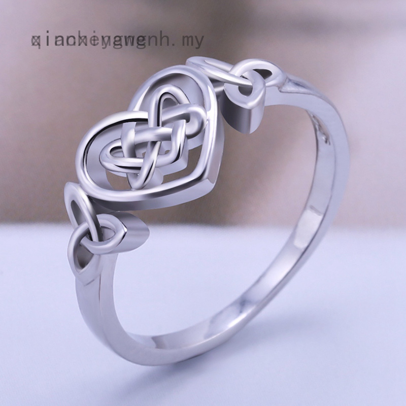 Nhẫn cưới bằng bạc kiểu trái tim thắt nút thời trang