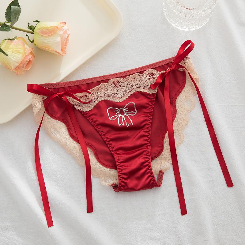 Quần Lót Nữ Eo Thấp Chất Lụa Satin Cotton Đáy Cotton Kim Cương Nóng Bỏng Mới