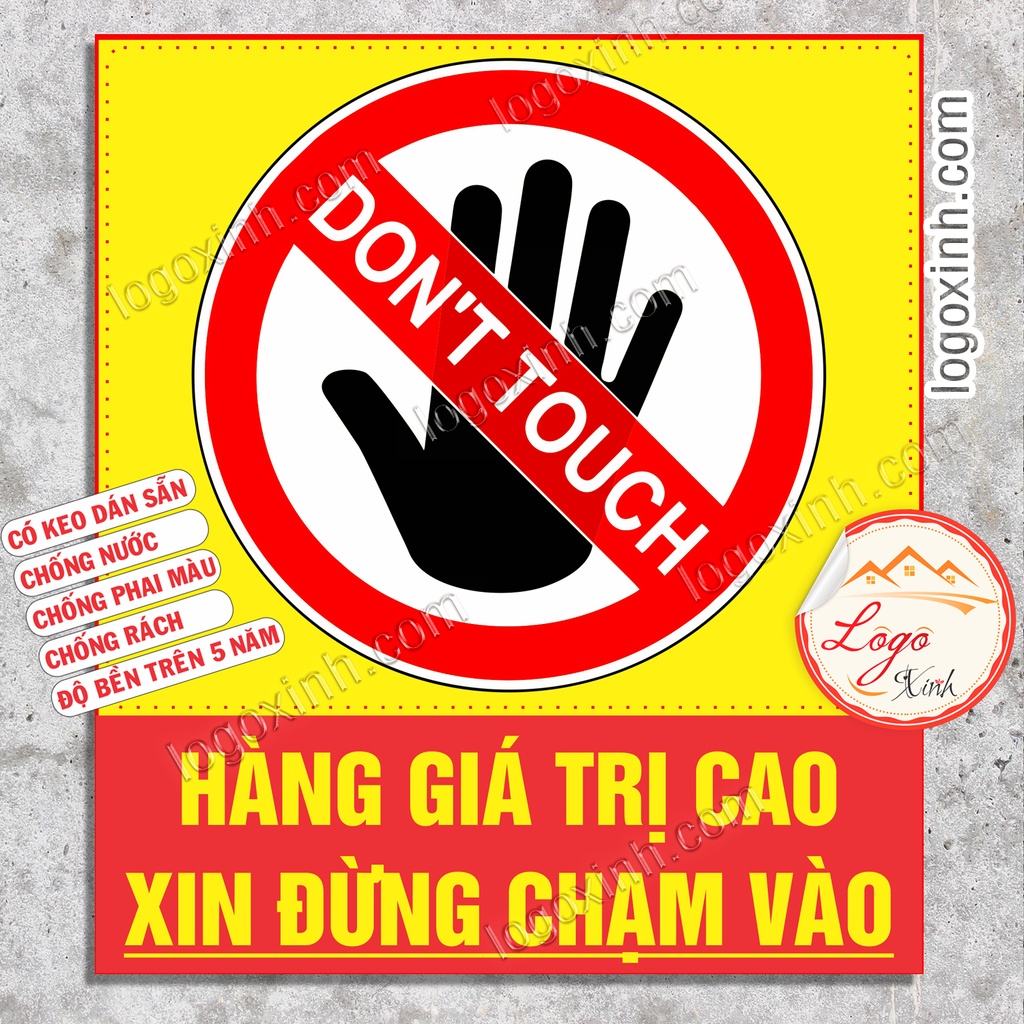 Logo Tem Sticker Yêu Cầu Không Chạm Vào Hiện Vật, Hàng Có Giá Trị Cao, Cảnh Báo Không Chạm Do Not Touch, Chất Liệu Decal