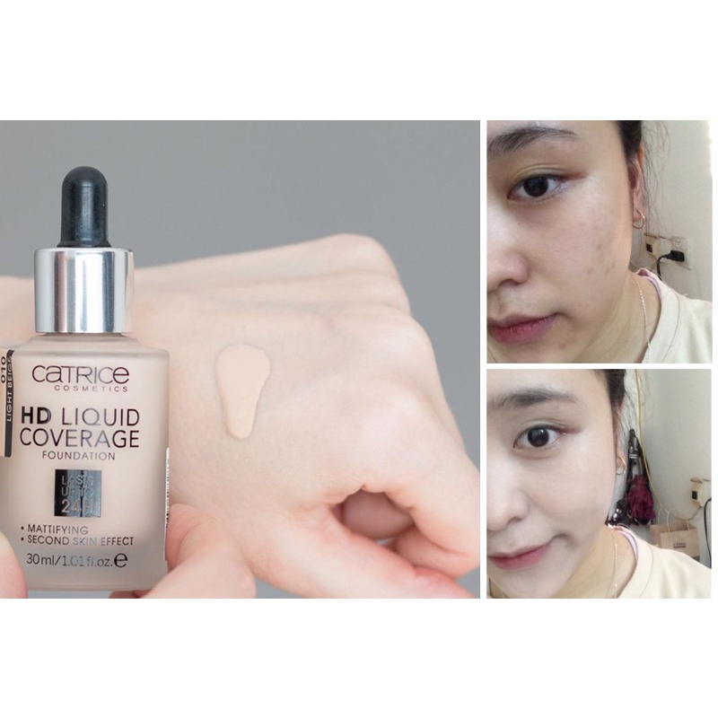 [Mẫu Mới 2019] Kem nền kiềm dầu Catrice HD 24h Liquid Coverage Foundation che phủ tốt 30ml