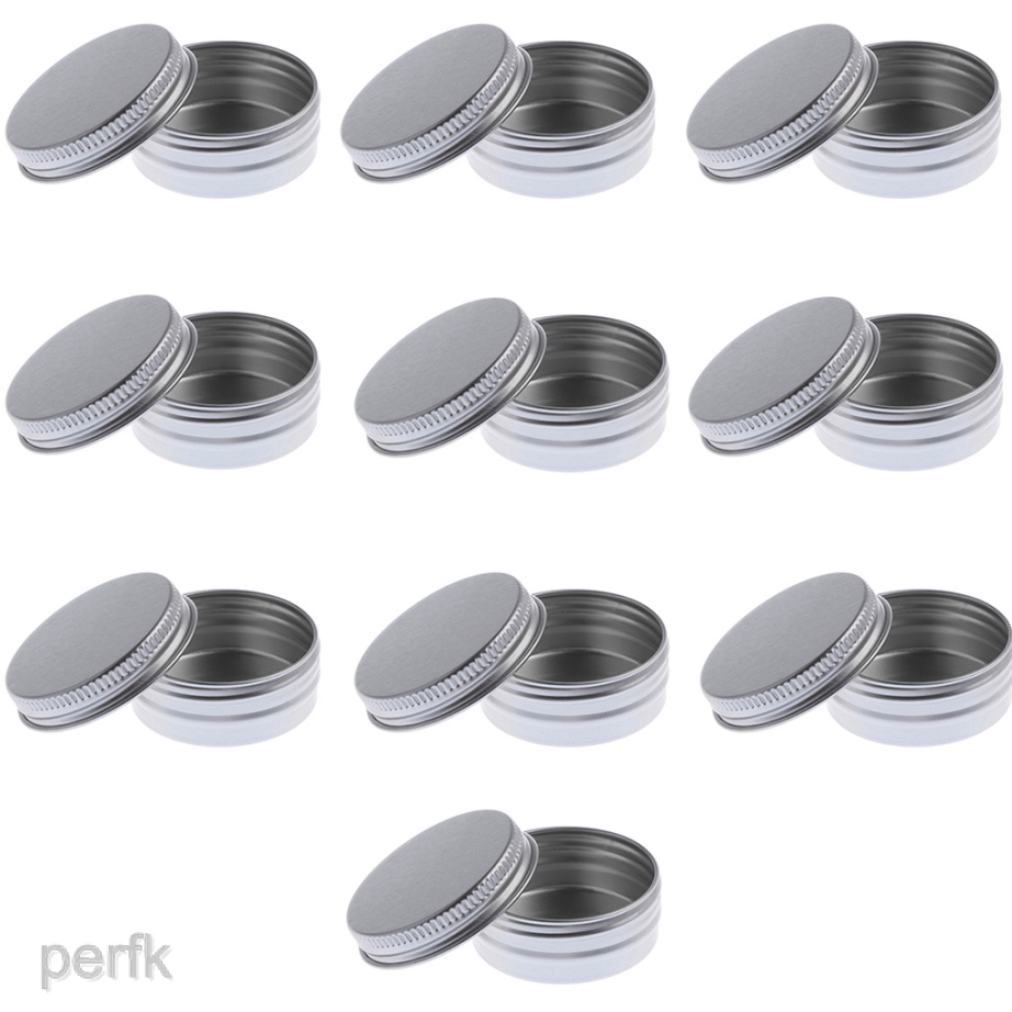 Set 10 Hộp Thiếc Tròn Đựng Son Dưỡng Môi 15g Có Nắp Ren Tiện Dụng