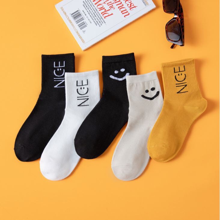 Tất nữ cao cổ phong cách hàn quốc chữ NICE HiMie