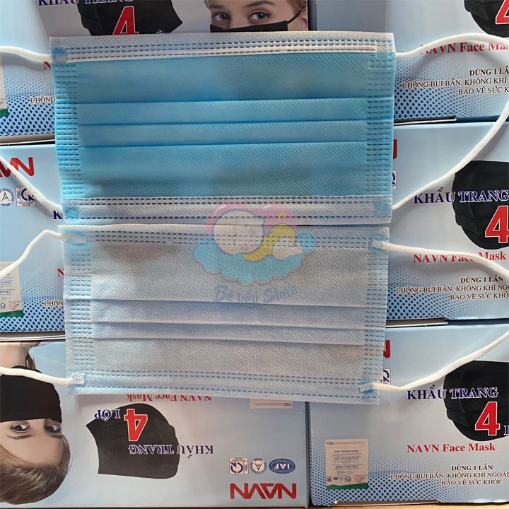 (Tuyển sỉ, ctv) Khẩu Trang Y Tế 4 Lớp Có LOGO,Hộp 50 Chiếc Tác Dụng Kháng Khuẩn,Lọc Khói Bụi Độc Hại