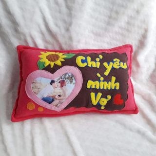 Bộ 2 gối cưới handmade in ảnh