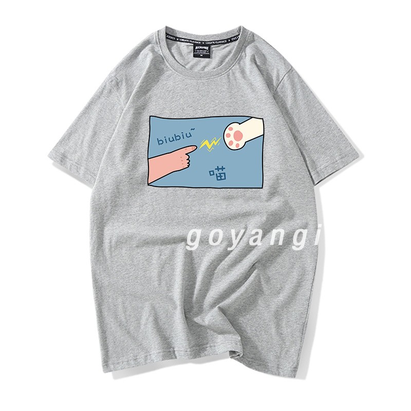 Áo thun tay lỡ goyangi Biu Biu Tay Mèo unisex nam nữ dáng rộng oversize phong cách Hàn Quốc