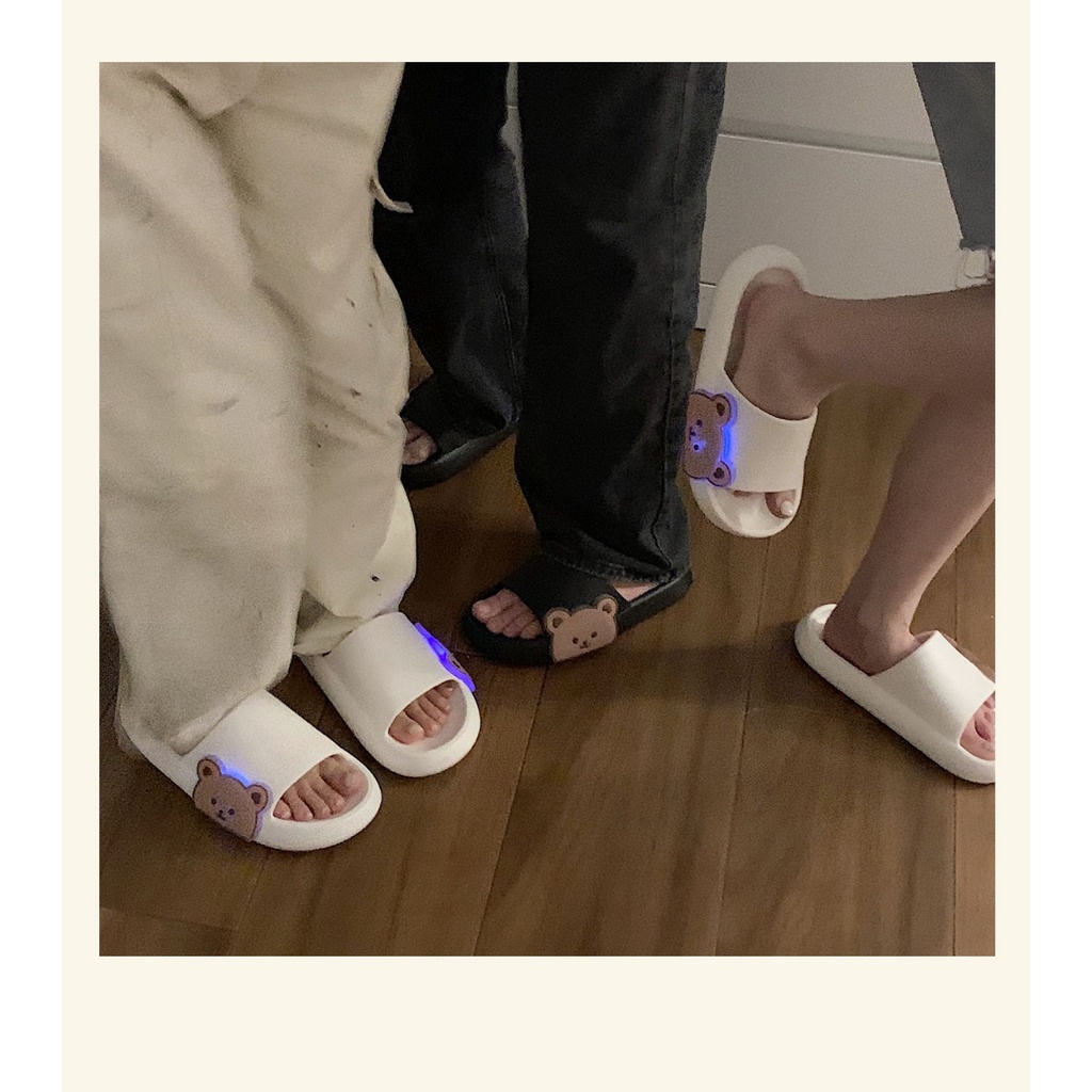 Dép Quai Ngang Đế Dày Bằng Xốp eva dép phát sáng cho nữ Dạ Quang Hình Gấu Dễ Thương Thời Trang Mùa Hè Dành Cho Bạn Nữ Mang Trong Nhà Sinh Viên drag