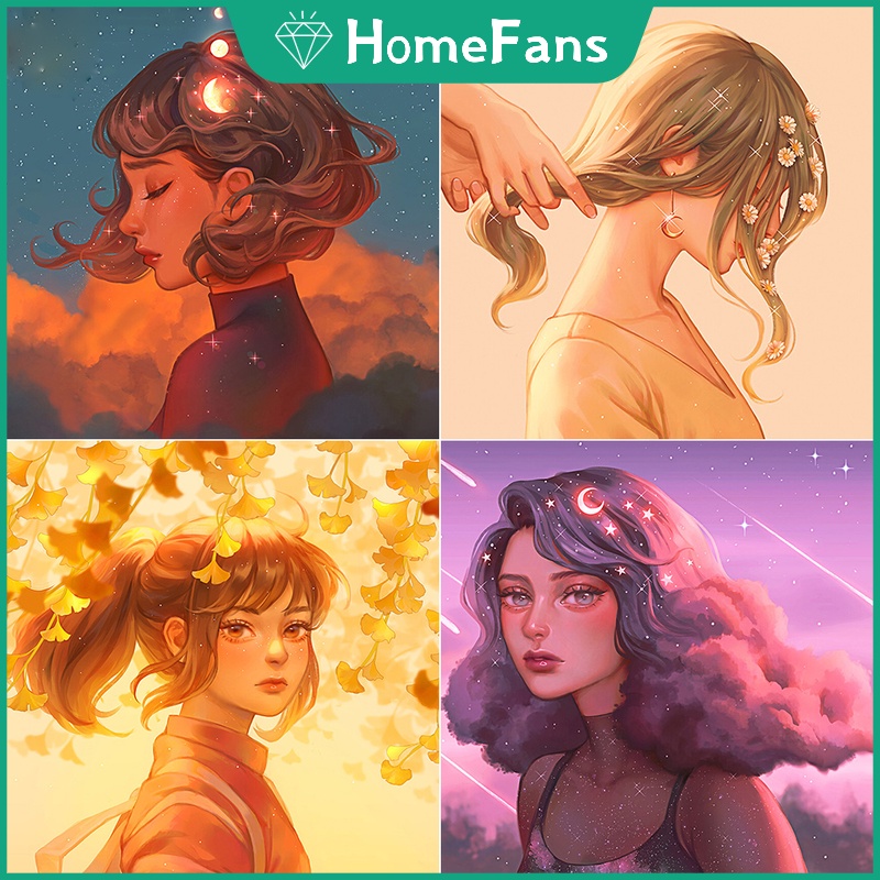 Bộ Tranh Đính Đá 5D Họa Tiết Chân Dung Độc Đáo DIY Kích Thước 30X30Cm