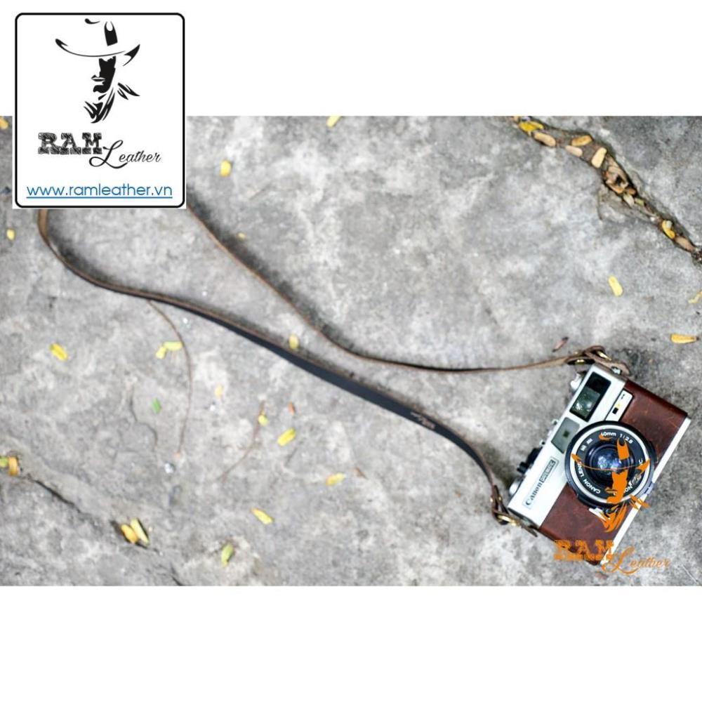 DÂY MÁY ẢNH DA BÒ ĐEN MỘC MẠC VINTAGE – RAM A2 BLACK