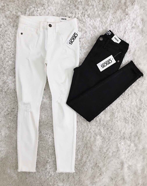 Quần jean trắng đen skinny asos 9 tấc