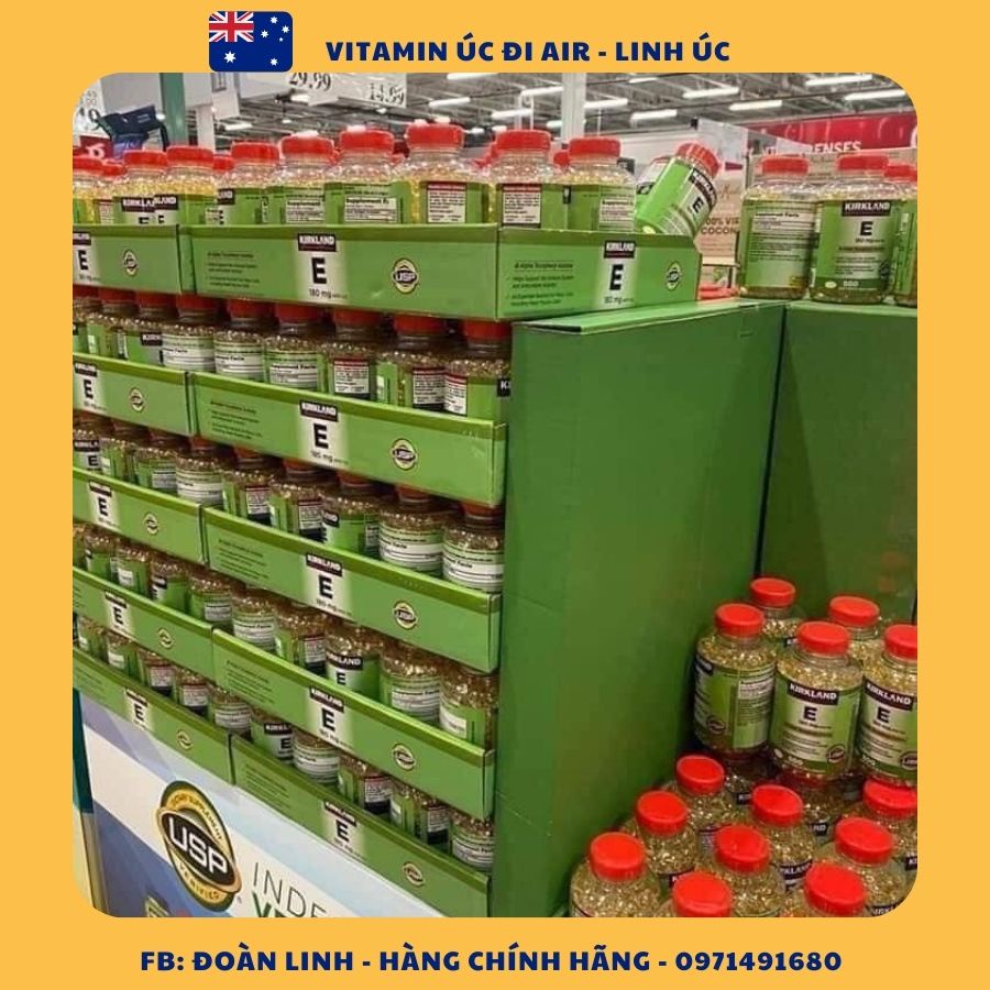 Viên Uống Vitamin E 400 IU 500 Viên Kirkland Của Mỹ, Hàng chuẩn Mỹ, Vitamin E Mỹ 500v Kirkland 400ui hỗ trợ làm đẹp da