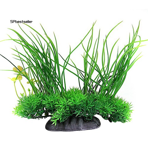 【Spbs】Green Artificial Decor Long Leaf Plant Fake Water Grass for Aquarium Fish Tank