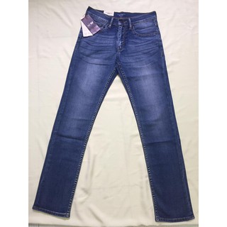 Quần jeans AJ nam xanh dương đậm trơn wax đùi nhẹ