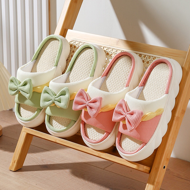 CHZK dép nữ vải lanh thấm hút mồ hôi đế bánh mì eva chống trơn trượt dép bánh mì